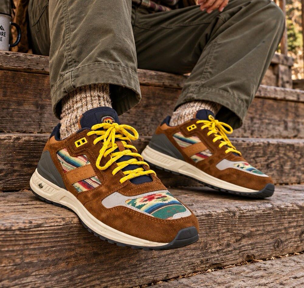 Polo Ralph Lauren Train 100 Men 10.5D Suede Southwest Outdoor Sneakers Brown
